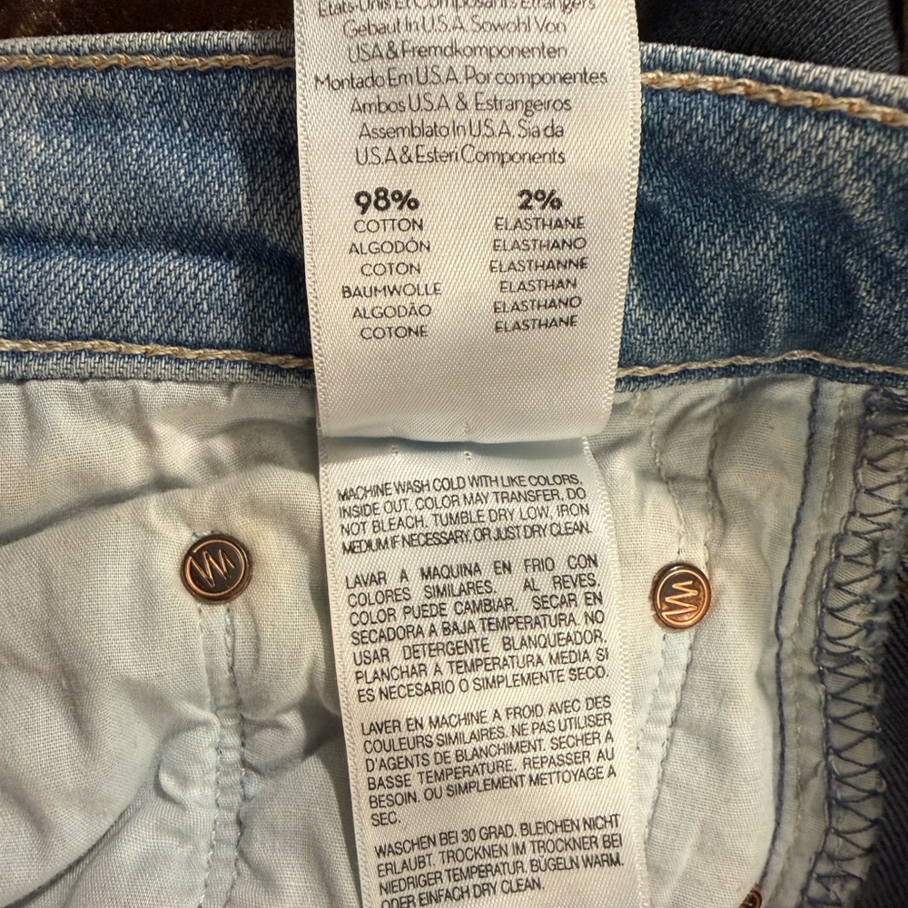 MOTHER OF Superior The Tomcat High-Rise Straight-Leg Jeans Distressed Light Wash - Picture 8 of 8